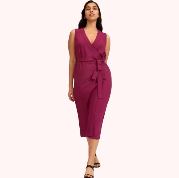 Everlane Dresses & Skirts - 🔟Everlane Japanese GoWeave Wrap Dress In plum Purple - Below Knee Sleeveless
